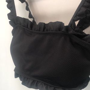 Black ruffle swim top